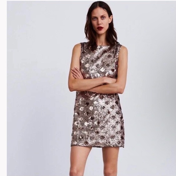 ZARA Sequined Mini Dress, with “reversible sequins” - Picture 5 of 12